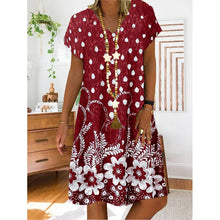 Women Summer V Neck Short Sleeve Mini Dress Casual Floral Loose A-line Sundress