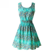 Summer Floral Print Chiffon Dress Casual Women Boho Beach Party Tunic Short Dre