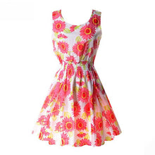 Summer Floral Print Chiffon Dress Casual Women Boho Beach Party Tunic Short Dre