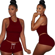 Women's Causal 2 Piece Set Shirt Top & Short Pants Playsuits Sleeveless Bodycon