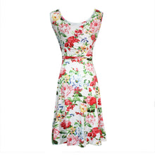 Summer Women Vintage A-Line Dress Tunic Long Sleeveless Floral Print Sundress