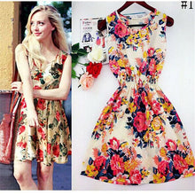 Summer Floral Print Chiffon Dress Casual Women Boho Beach Party Tunic Short Dre