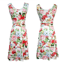 Summer Women Vintage A-Line Dress Tunic Long Sleeveless Floral Print Sundress