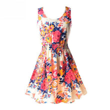Summer Floral Print Chiffon Dress Casual Women Boho Beach Party Tunic Short Dre
