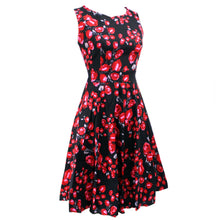Summer Women Vintage A-Line Dress Tunic Long Sleeveless Floral Print Sundress
