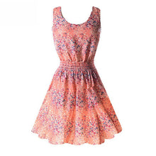 Summer Floral Print Chiffon Dress Casual Women Boho Beach Party Tunic Short Dre