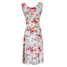 Summer Women Vintage A-Line Dress Tunic Long Sleeveless Floral Print Sundress