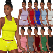 Women's Causal 2 Piece Set Shirt Top & Short Pants Playsuits Sleeveless Bodycon