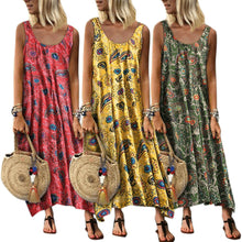 Women Boho Hippie Sleeveless Maxi Dress Beach Holiday Plus Size Loose Sundress