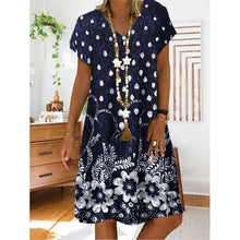 Women Summer V Neck Short Sleeve Mini Dress Casual Floral Loose A-line Sundress