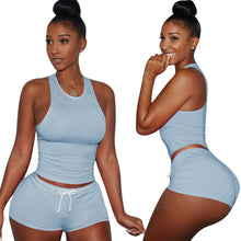 Women's Causal 2 Piece Set Shirt Top & Short Pants Playsuits Sleeveless Bodycon