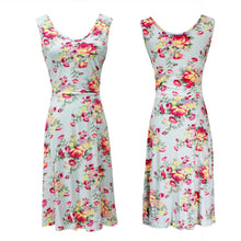 Summer Women Vintage A-Line Dress Tunic Long Sleeveless Floral Print Sundress
