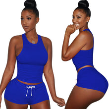 Women's Causal 2 Piece Set Shirt Top & Short Pants Playsuits Sleeveless Bodycon