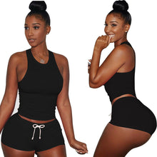 Women's Causal 2 Piece Set Shirt Top & Short Pants Playsuits Sleeveless Bodycon