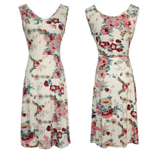 Summer Women Vintage A-Line Dress Tunic Long Sleeveless Floral Print Sundress