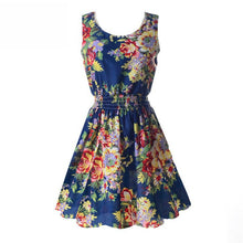 Summer Floral Print Chiffon Dress Casual Women Boho Beach Party Tunic Short Dre