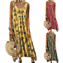 Women Boho Hippie Sleeveless Maxi Dress Beach Holiday Plus Size Loose Sundress