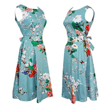 Summer Women Vintage A-Line Dress Tunic Long Sleeveless Floral Print Sundress