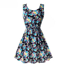 Summer Floral Print Chiffon Dress Casual Women Boho Beach Party Tunic Short Dre