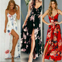 Women's Summer Boho Floral Long Maxi Evening Cocktail Party Beach Dress Sundress